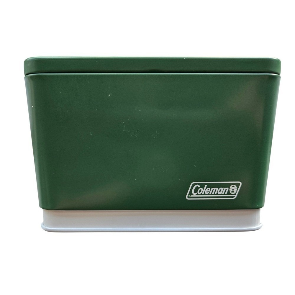 Coleman Citronella Candle 11 oz Green New 2-Wick Vintage Cooler Tin 15hr
